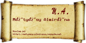 Mátyásy Almiréna névjegykártya
